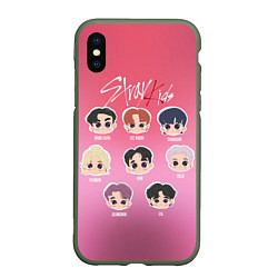 Чехол iPhone XS Max матовый Chibi Stray Kids, цвет: 3D-темно-зеленый