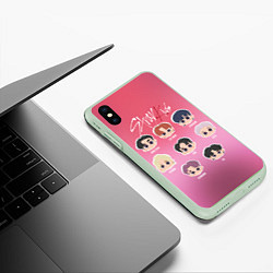 Чехол iPhone XS Max матовый Chibi Stray Kids, цвет: 3D-салатовый — фото 2