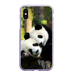 Чехол iPhone XS Max матовый Влюблённые панды