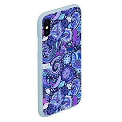 Чехол iPhone XS Max матовый Flower patterns, цвет: 3D-голубой — фото 2