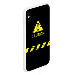 Чехол iPhone XS Max матовый CAUTION - Осторожно опасность, цвет: 3D-белый — фото 2