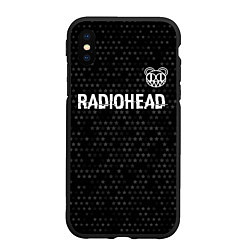 Чехол iPhone XS Max матовый Radiohead glitch на темном фоне: символ сверху, цвет: 3D-черный