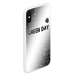 Чехол iPhone XS Max матовый Green Day glitch на светлом фоне: символ сверху, цвет: 3D-белый — фото 2