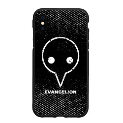 Чехол iPhone XS Max матовый Evangelion с потертостями на темном фоне