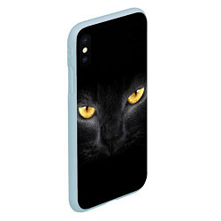Чехол iPhone XS Max матовый Чёрная кошка с оранжевыми глазами, цвет: 3D-голубой — фото 2