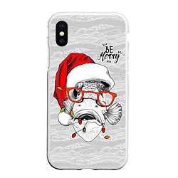 Чехол iPhone XS Max матовый Be merry, fish with red glasses, цвет: 3D-белый