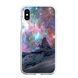 Чехол iPhone XS Max матовый Снежная вершина и бесконечное космическое простран