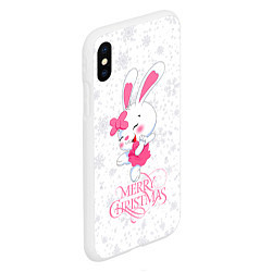 Чехол iPhone XS Max матовый Merry Christmas, cute bunny, цвет: 3D-белый — фото 2