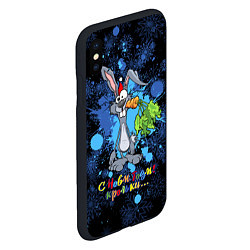 Чехол iPhone XS Max матовый Крольки, с новм годм, цвет: 3D-черный — фото 2