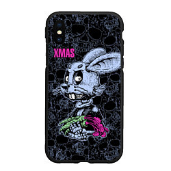 Чехол iPhone XS Max матовый XMAS Zombie rabbit with carrot, цвет: 3D-черный