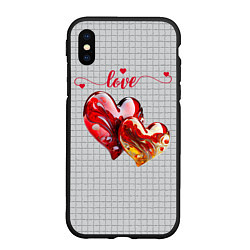 Чехол iPhone XS Max матовый Love - сердечки