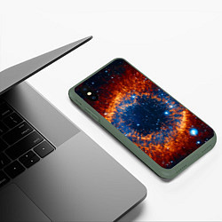 Чехол iPhone XS Max матовый Космическое галактическое око, цвет: 3D-темно-зеленый — фото 2