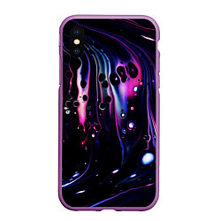 Чехол iPhone XS Max матовый Фиолетовая вода и краски