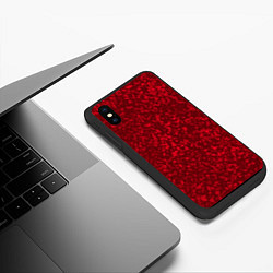 Чехол iPhone XS Max матовый Текстура хлопья красный, цвет: 3D-черный — фото 2