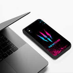 Чехол iPhone XS Max матовый The Witcher - neon gradient, цвет: 3D-черный — фото 2