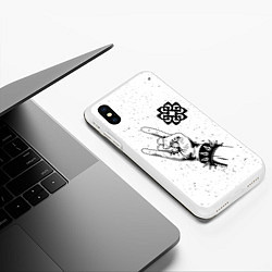 Чехол iPhone XS Max матовый Breaking Benjamin и рок символ, цвет: 3D-белый — фото 2