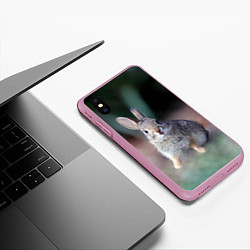 Чехол iPhone XS Max матовый Малыш кролик, цвет: 3D-розовый — фото 2