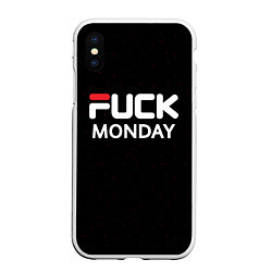 Чехол iPhone XS Max матовый Fuck monday - antibrand, fila, цвет: 3D-белый