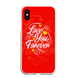 Чехол iPhone XS Max матовый Love you forever - hearts, patterns, цвет: 3D-белый