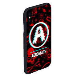 Чехол iPhone XS Max матовый Aerosmith rock glitch, цвет: 3D-черный — фото 2