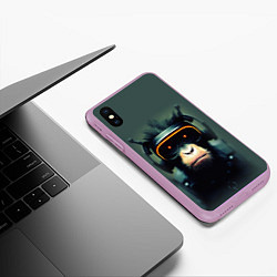 Чехол iPhone XS Max матовый Кибер-обезьяна, цвет: 3D-сиреневый — фото 2