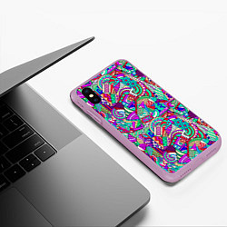 Чехол iPhone XS Max матовый Лоскутный паттерн, цвет: 3D-сиреневый — фото 2