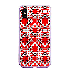 Чехол iPhone XS Max матовый Белорусская вышивка - орнамент, цвет: 3D-сиреневый