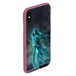 Чехол iPhone XS Max матовый Halloween - женщина призрак на кладбище, цвет: 3D-малиновый — фото 2