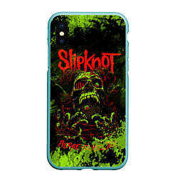 Чехол iPhone XS Max матовый Slipknot green череп