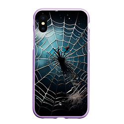 Чехол iPhone XS Max матовый Halloween - паутина на фоне мрачного неба