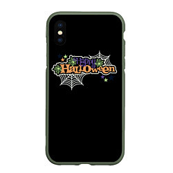 Чехол iPhone XS Max матовый Happy Halloween надпись