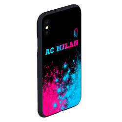 Чехол iPhone XS Max матовый AC Milan - neon gradient: символ сверху, цвет: 3D-черный — фото 2