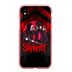 Чехол iPhone XS Max матовый Slipknot black and red