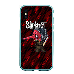 Чехол iPhone XS Max матовый Slipknot красные молнии