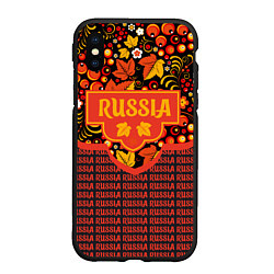 Чехол iPhone XS Max матовый Хохломская роспись - символы России