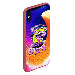 Чехол iPhone XS Max матовый Прикольный динозаврик разинул пасть, цвет: 3D-красный — фото 2