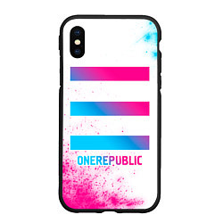 Чехол iPhone XS Max матовый OneRepublic neon gradient style, цвет: 3D-черный