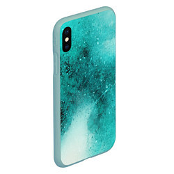 Чехол iPhone XS Max матовый Брызги зеленой краски, цвет: 3D-мятный — фото 2