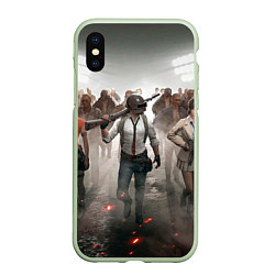 Чехол iPhone XS Max матовый ПAБГ, цвет: 3D-салатовый