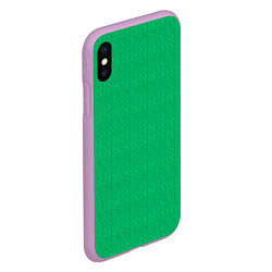 Чехол iPhone XS Max матовый Зеленый вязаный свитер, цвет: 3D-сиреневый — фото 2