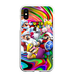 Чехол iPhone XS Max матовый Super Mario - Gaming aesthetics - Collage, цвет: 3D-белый