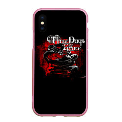 Чехол iPhone XS Max матовый Three Days Grace змея и ворон, цвет: 3D-розовый