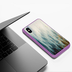 Чехол iPhone XS Max матовый Абстрактные водянистые паттерны и краски, цвет: 3D-фиолетовый — фото 2