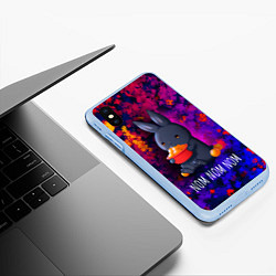 Чехол iPhone XS Max матовый Кролик с мандаринами - Nom nom nom, цвет: 3D-голубой — фото 2