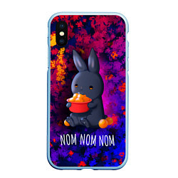 Чехол iPhone XS Max матовый Кролик с мандаринами - Nom nom nom, цвет: 3D-голубой