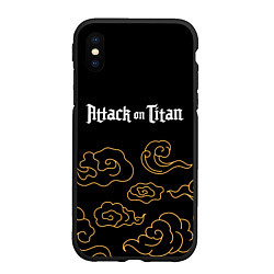 Чехол iPhone XS Max матовый Attack on Titan anime clouds, цвет: 3D-черный