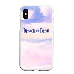 Чехол iPhone XS Max матовый Attack on Titan sky clouds, цвет: 3D-белый