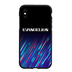 Чехол iPhone XS Max матовый Evangelion stream, цвет: 3D-черный