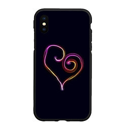 Чехол iPhone XS Max матовый Неоновое сердечко, цвет: 3D-черный