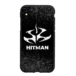 Чехол iPhone XS Max матовый Hitman с потертостями на темном фоне, цвет: 3D-черный